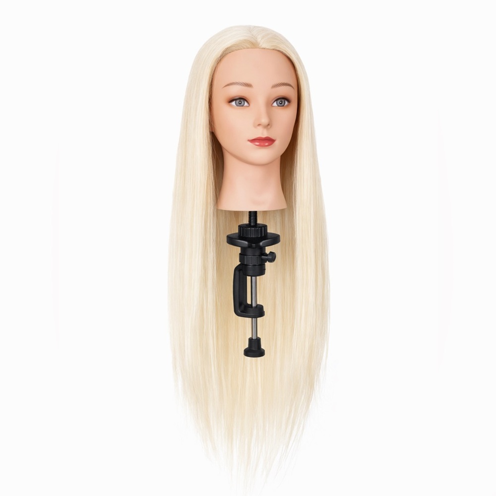 Cosmetology Mannequin Head Blonde Hair Practice Training Doll w/ Clamp Stand